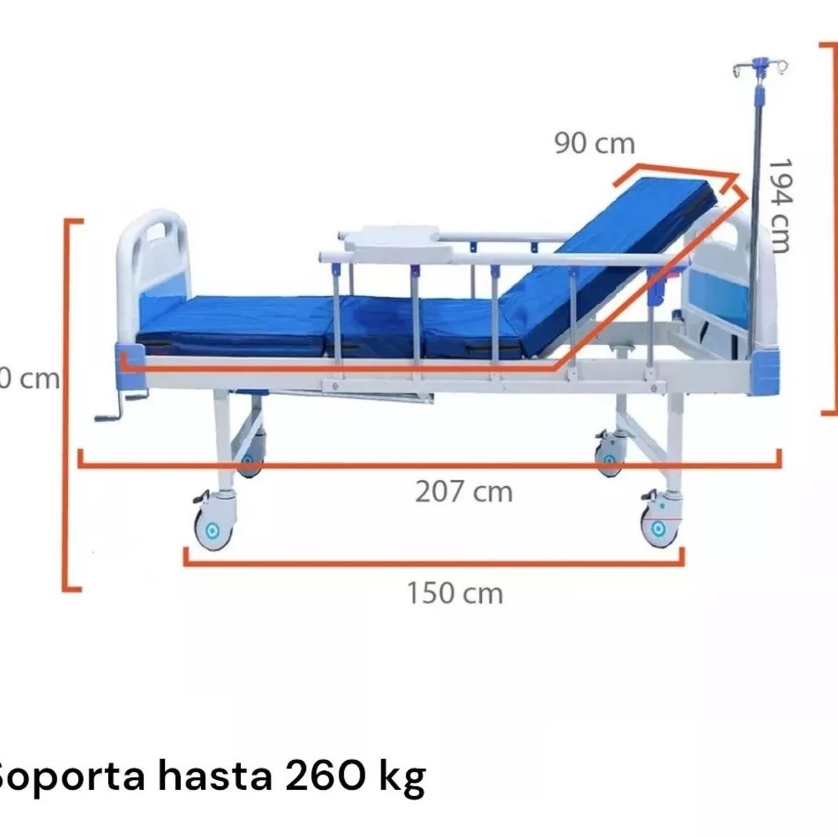 GENERICO - Catre Clinico Manual Cama Clinica Porta Suero Colchon