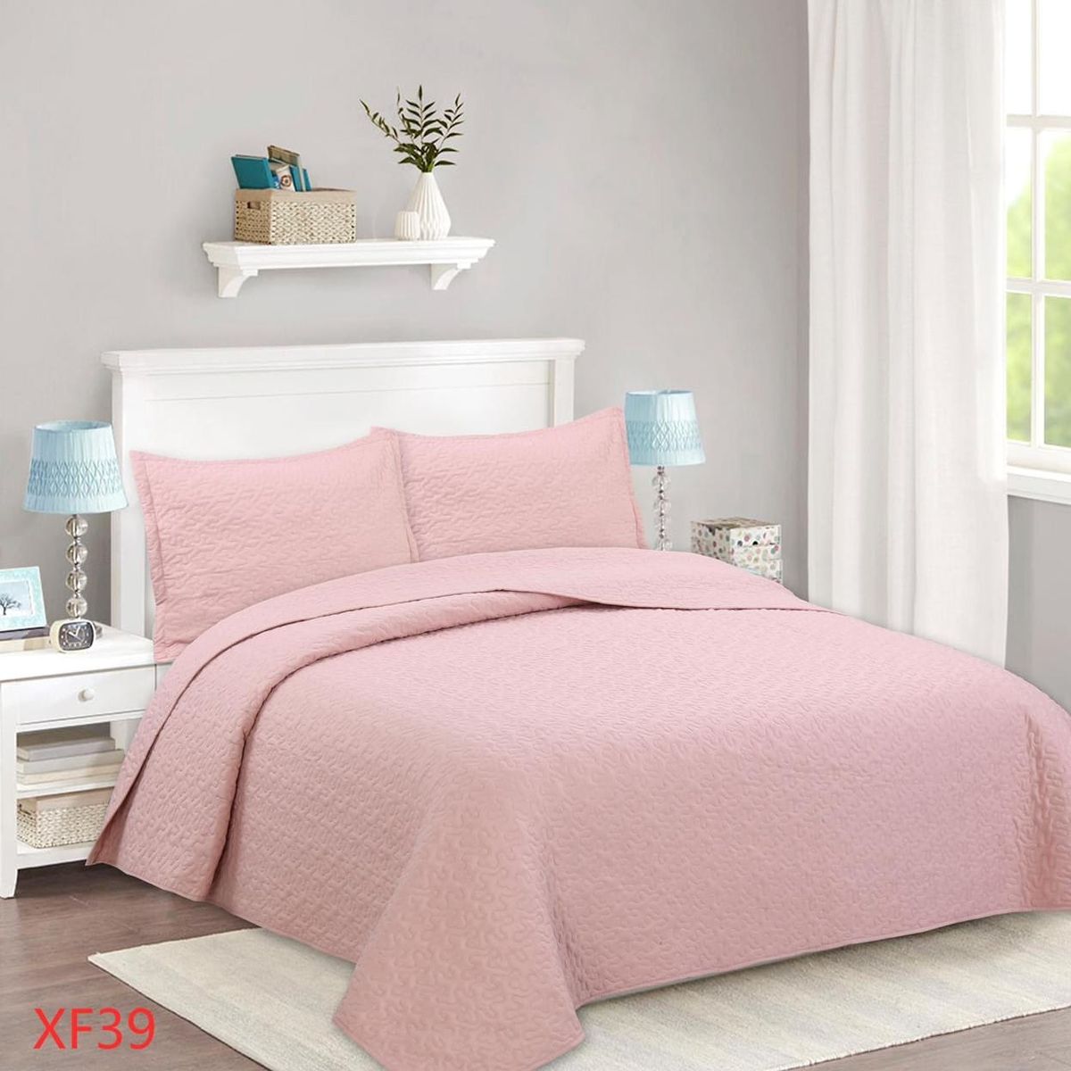GENERICO - Cubrecama Quilt Verano King - Palo Rosa XF39