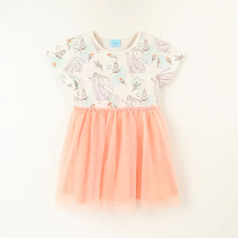 DISNEY - Vestido Niña Tull Frozen Elsa Cute Beige Disney