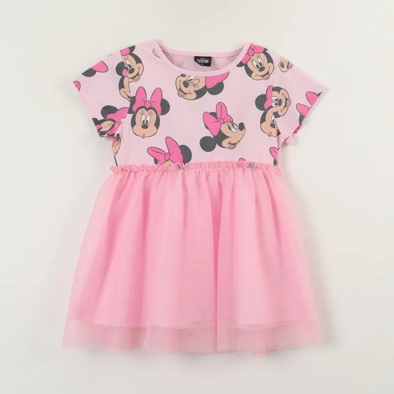 DISNEY - Vestido Niña Tull Minnie Faces Rosado Disney