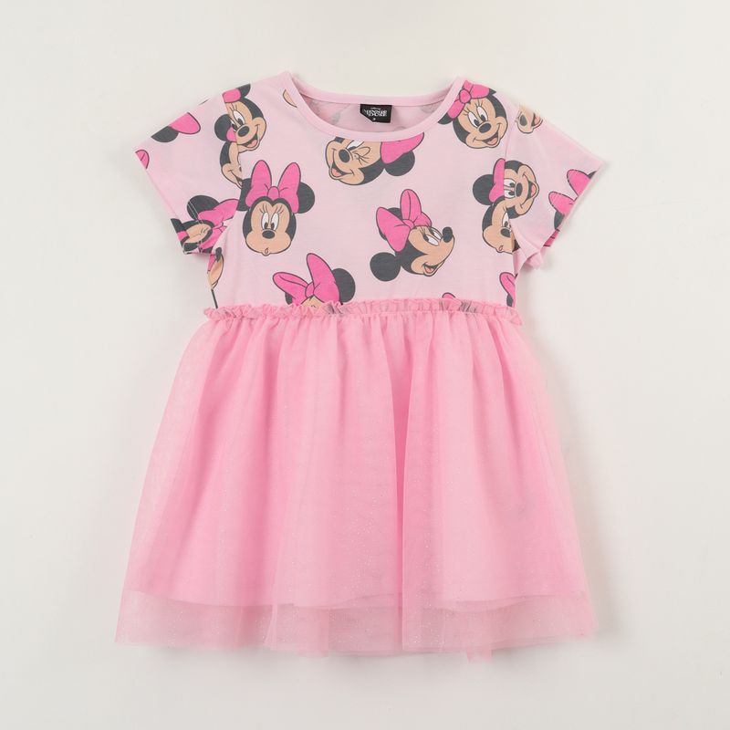 DISNEY - Vestido Niña Tull Minnie Faces Rosado Disney