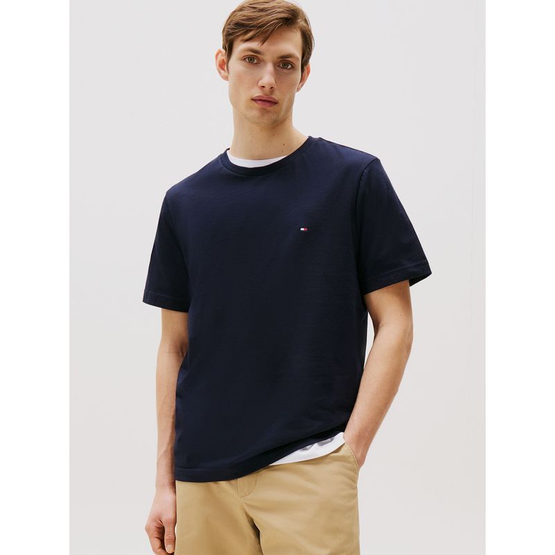 TOMMY HILFIGER - Polera Essential Solid Regular Fit Azul Tommy Hilfiger