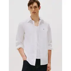 TOMMY HILFIGER - Camisa Flex Poplin Regular Fit Blanco