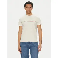 TOMMY HILFIGER - Polera Entry Graphic Logo Slim Fit Beige Tommy Jeans
