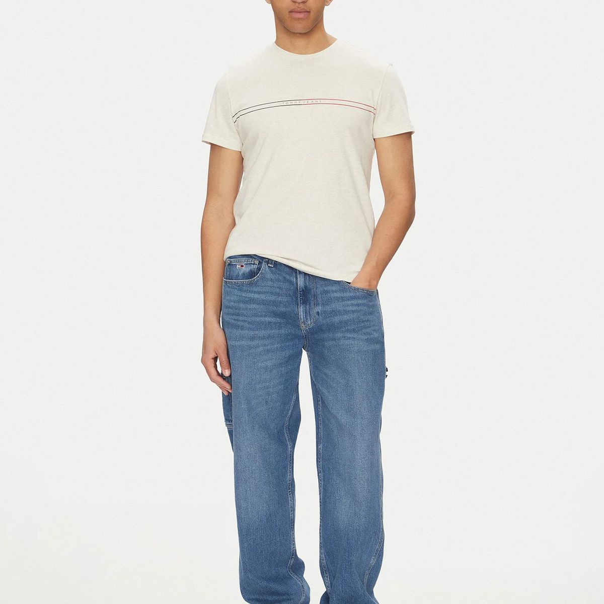 TOMMY HILFIGER - Polera Entry Graphic Logo Slim Fit Beige Tommy Jeans