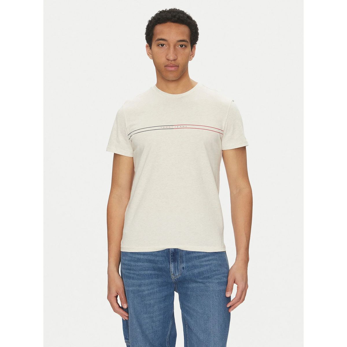 TOMMY HILFIGER - Polera Entry Graphic Logo Slim Fit Beige Tommy Jeans