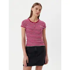 TOMMY HILFIGER - Polera De Rayas Slim Fit Rojo Tommy Jeans