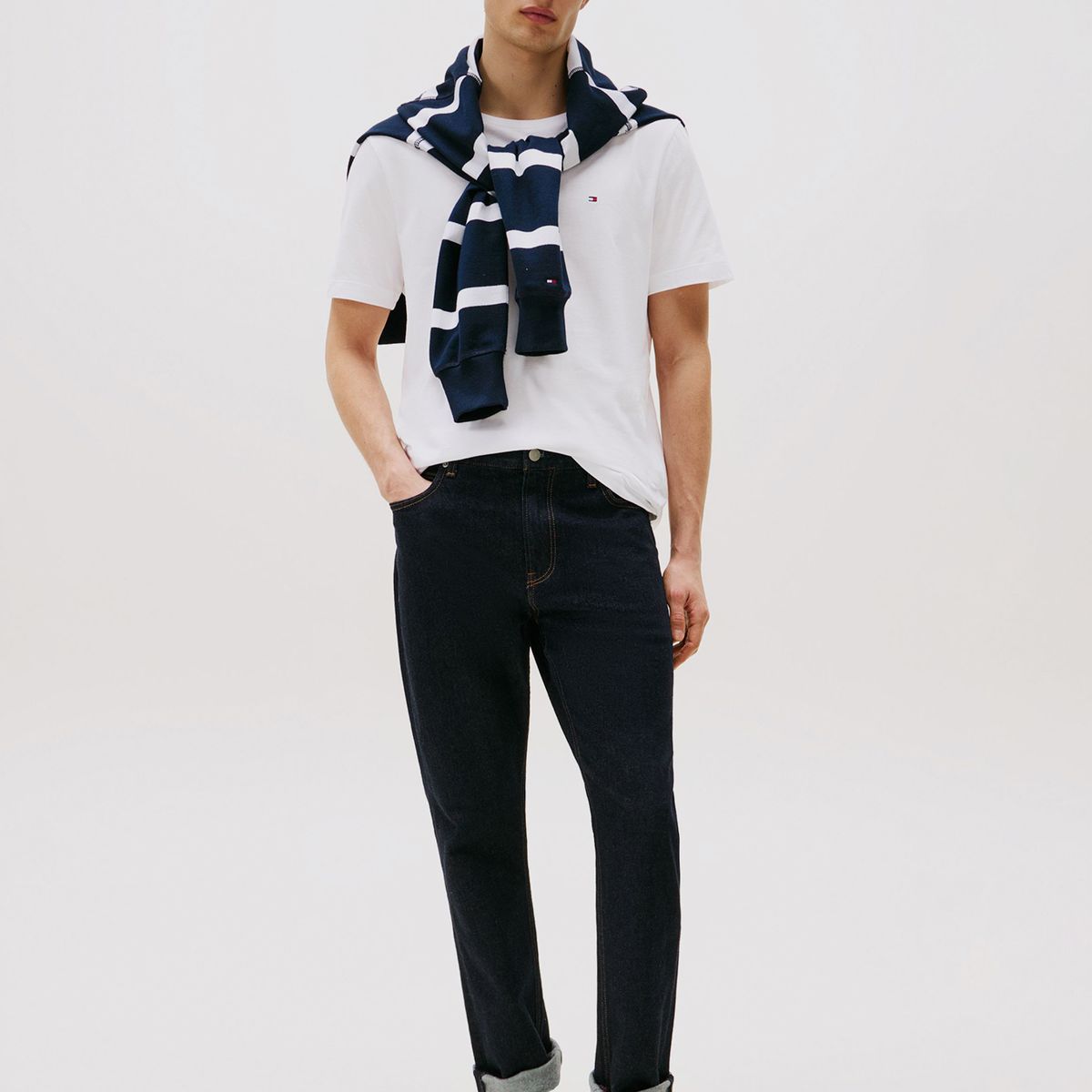 TOMMY HILFIGER - Polera Essential Solid Regular Fit Blanco Tommy Hilfiger