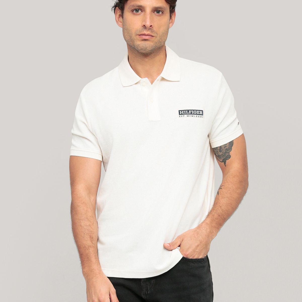 TOMMY HILFIGER - Polo Logo Est. 1985 Regular Fit Beige Tommy Hilfiger