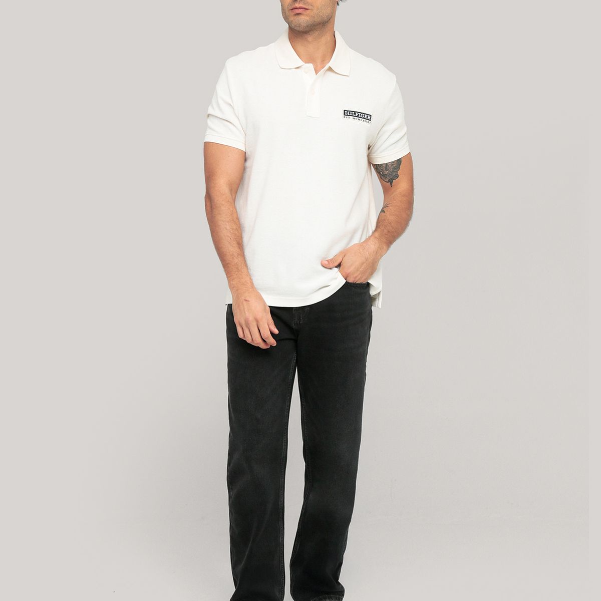 TOMMY HILFIGER - Polo Logo Est. 1985 Regular Fit Beige Tommy Hilfiger