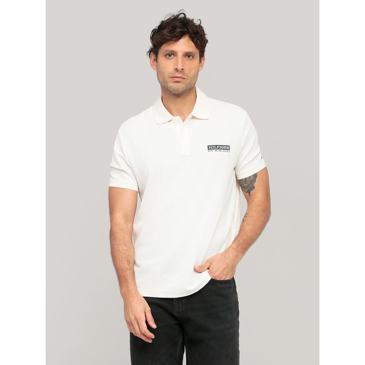 TOMMY HILFIGER - Polo Logo Est. 1985 Regular Fit Beige Tommy Hilfiger