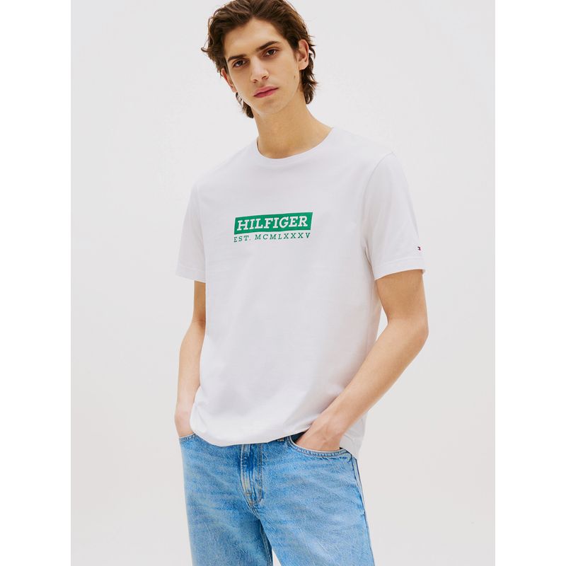 TOMMY HILFIGER - Polera Colour To Colour Logo Blanco Tommy Hilfiger