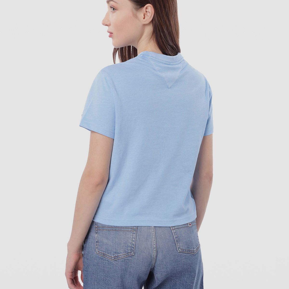 TOMMY HILFIGER - Polera Varsity Crest Logo Celeste Tommy Jeans