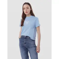 TOMMY HILFIGER - Polera Varsity Crest Logo Celeste Tommy Jeans