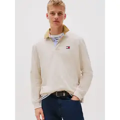 TOMMY HILFIGER - Polo De Rugby Oversize Con Logo Beige Tommy Jeans