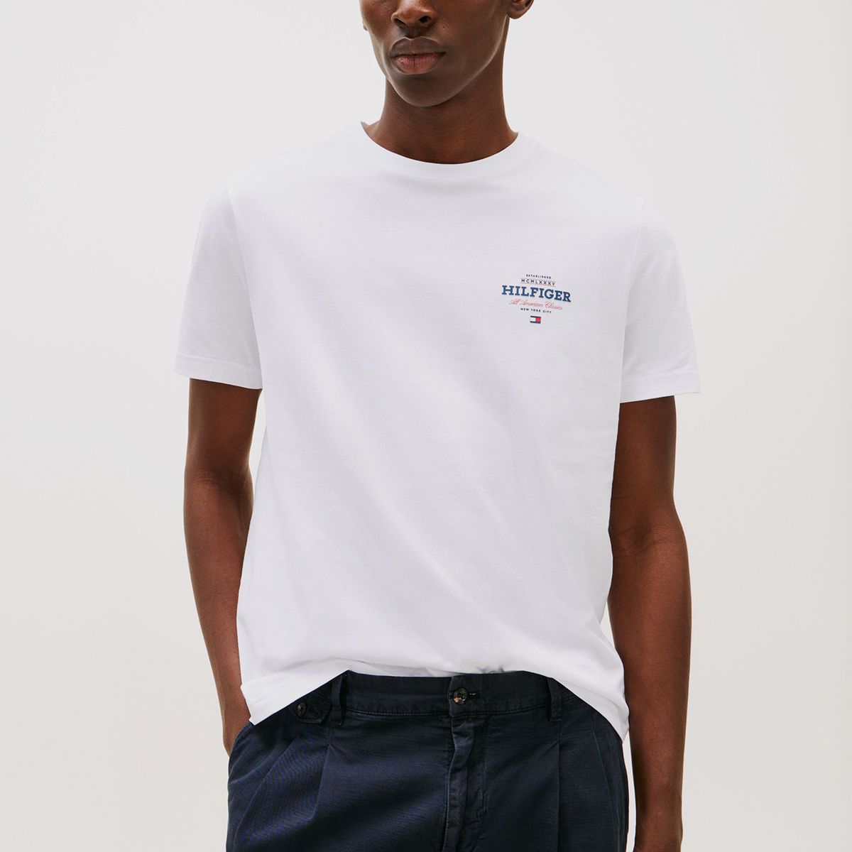 TOMMY HILFIGER - Polera Monotype All America Logo Blanco Tommy Hilfiger