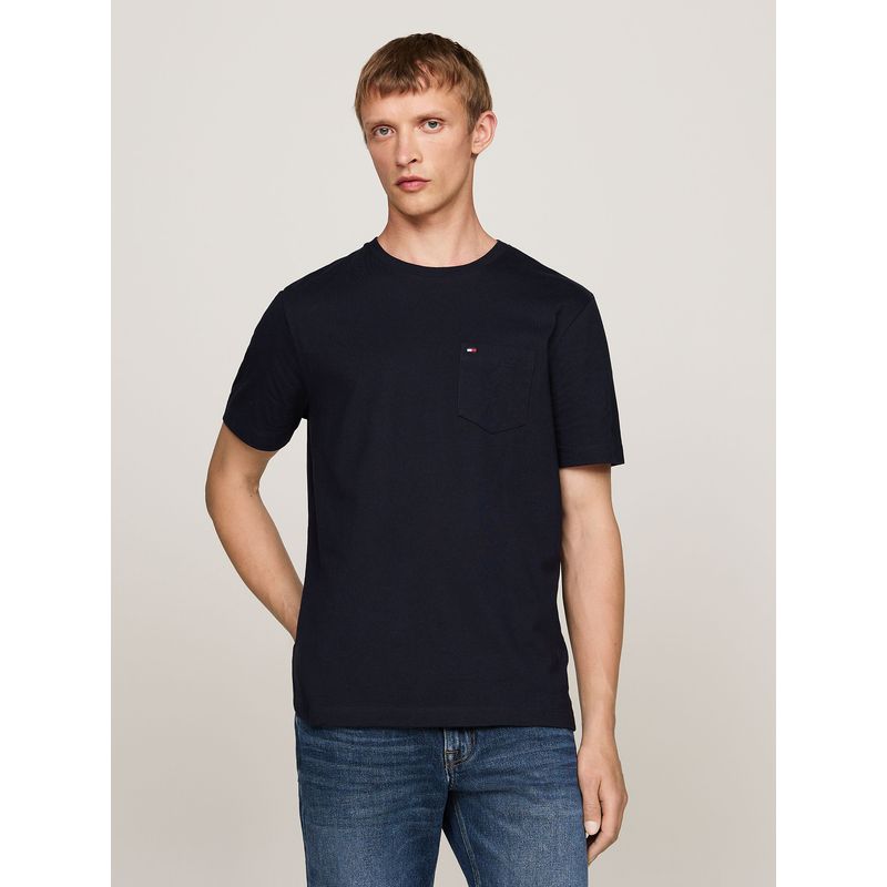 TOMMY HILFIGER - Polera Essential Solid Pocket Azul Tommy Hilfiger
