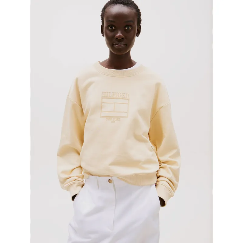 TOMMY HILFIGER - Polerón Logo Boxy Outline Flag Amarillo Tommy Hilfiger
