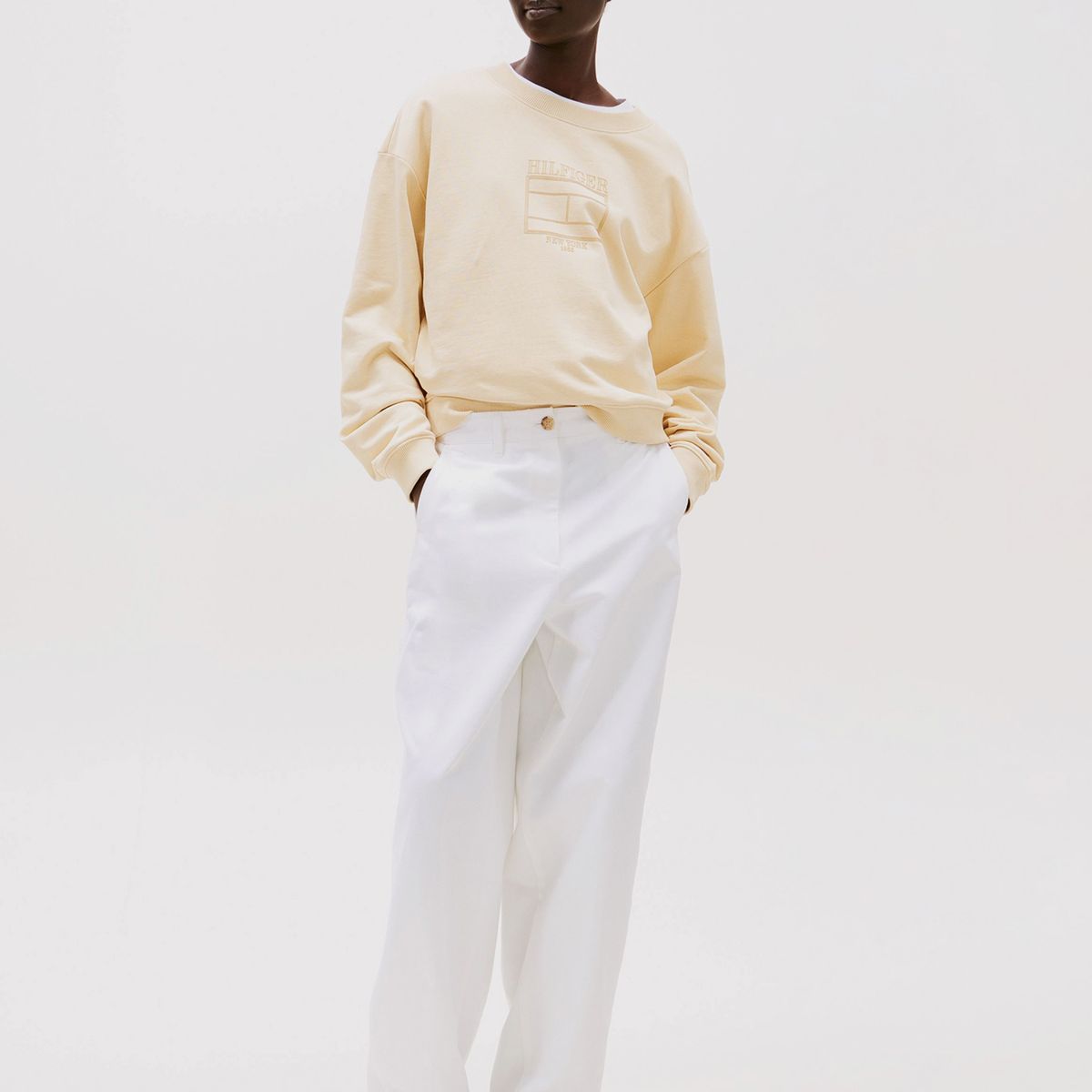 TOMMY HILFIGER - Polerón Logo Boxy Outline Flag Amarillo Tommy Hilfiger