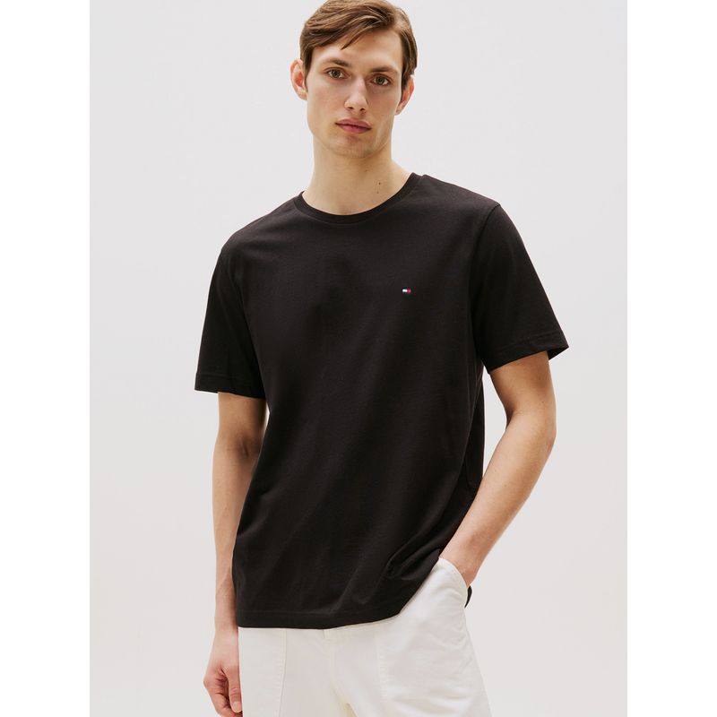 TOMMY HILFIGER - Polera Essential Solid Regular Fit Negro Tommy Hilfiger