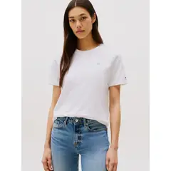 TOMMY HILFIGER - Polera Contrast Flag Logo Blanco