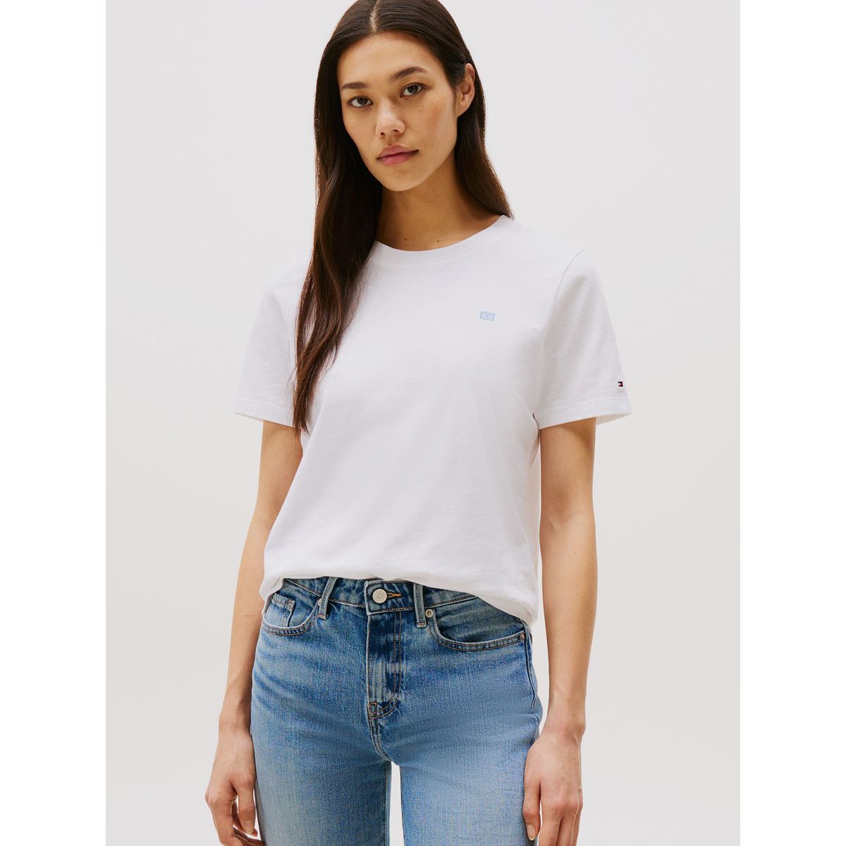 TOMMY HILFIGER - Polera Contrast Flag Logo Blanco Tommy Hilfiger