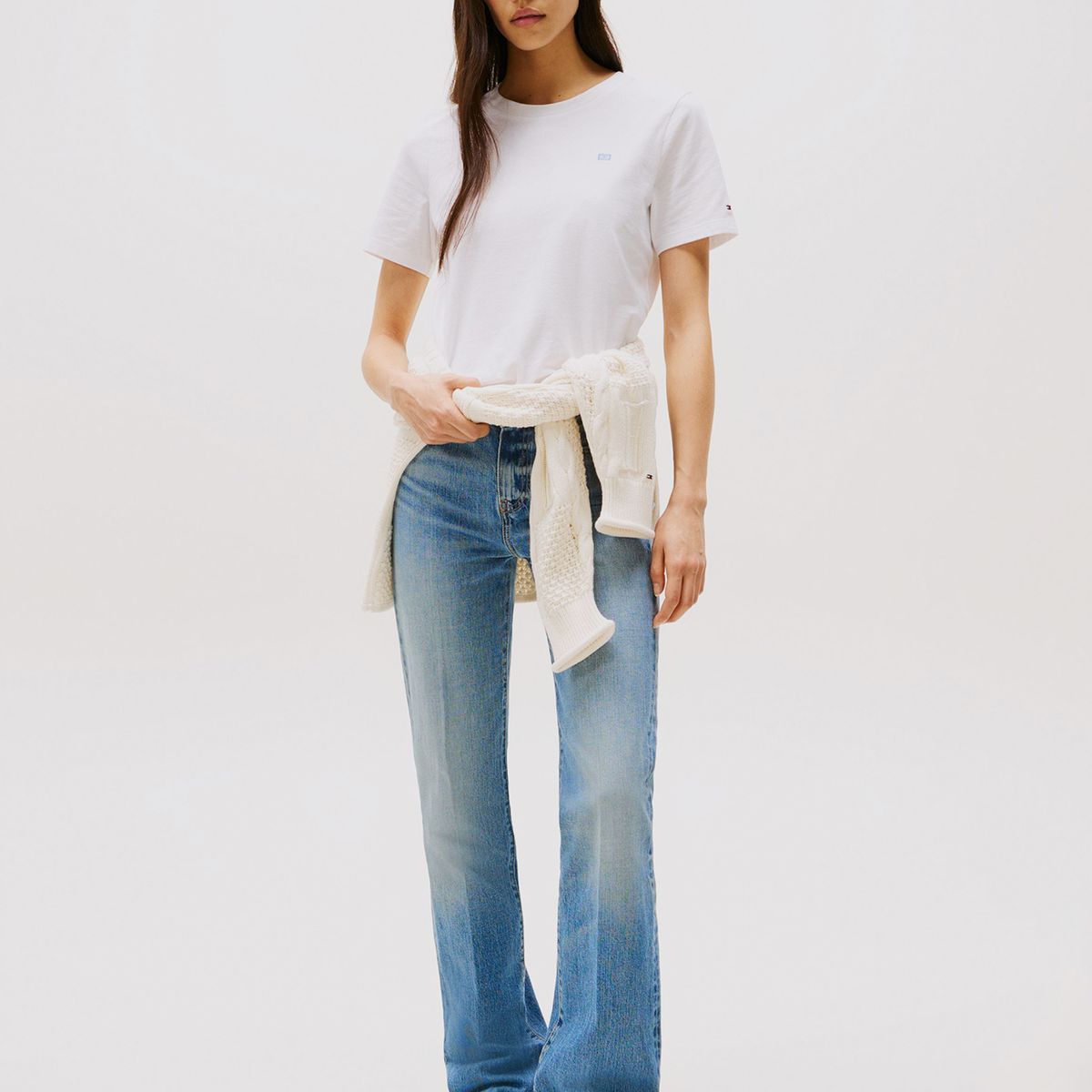 TOMMY HILFIGER - Polera Contrast Flag Logo Blanco Tommy Hilfiger