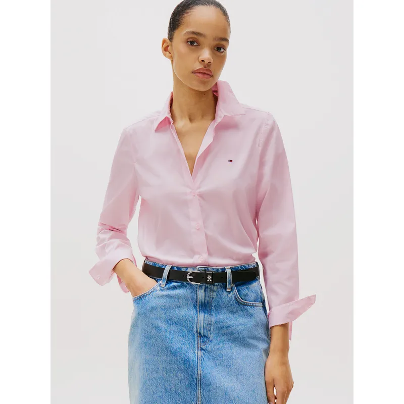 TOMMY HILFIGER - Camisa De Popelín Regular Fit Rosado Tommy Hilfiger