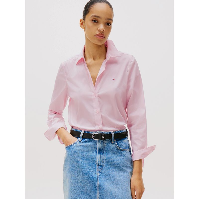 TOMMY HILFIGER - Camisa De Popelín Regular Fit Rosado Tommy Hilfiger
