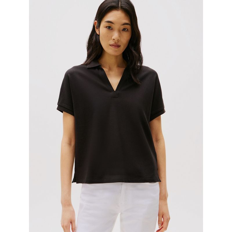TOMMY HILFIGER - Polo Relaxed Solid Con Logo Negro Tommy Hilfiger