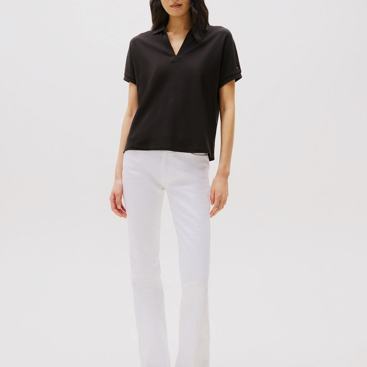 TOMMY HILFIGER - Polo Relaxed Solid Con Logo Negro Tommy Hilfiger