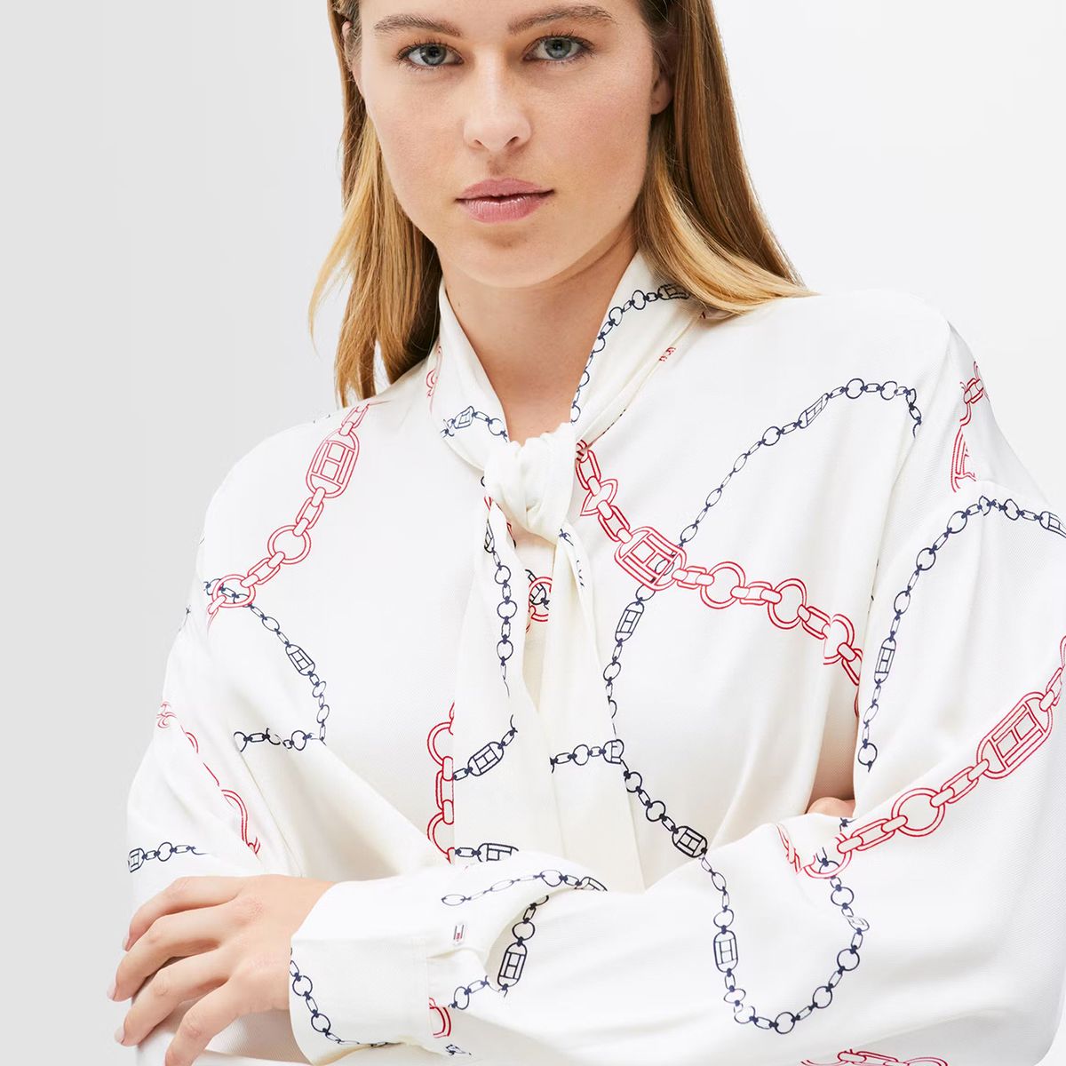 TOMMY HILFIGER - Blusa Estampada De Viscosa Beige Tommy Hilfiger