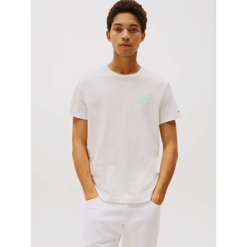 TOMMY HILFIGER - Polera Bubble Logo Slim Fit Blanco Tommy Jeans