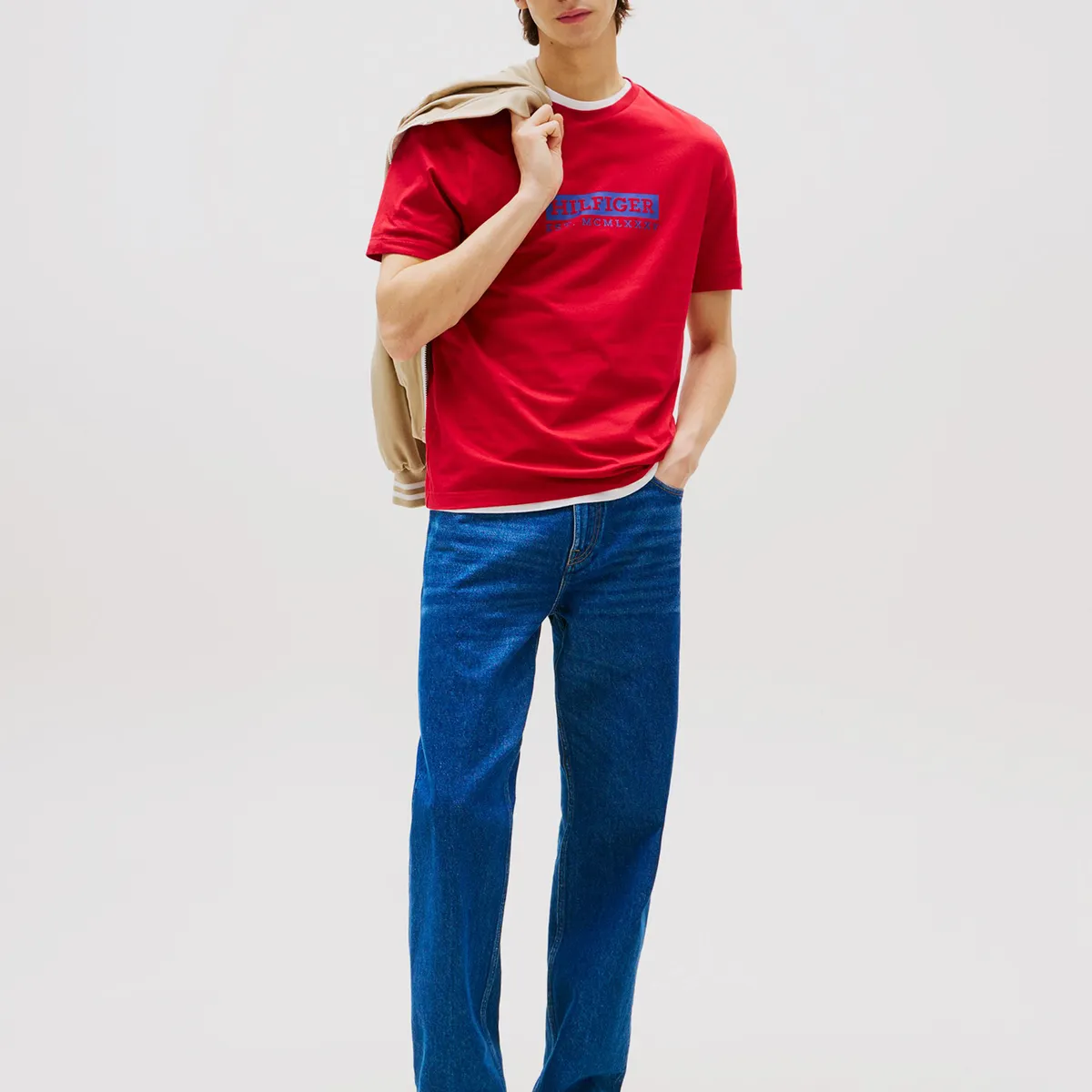 TOMMY HILFIGER - Polera Colour To Colour Logo Rojo Tommy Hilfiger