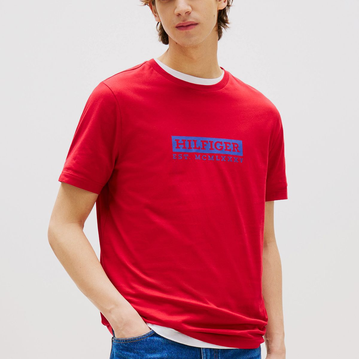 TOMMY HILFIGER - Polera Colour To Colour Logo Rojo Tommy Hilfiger