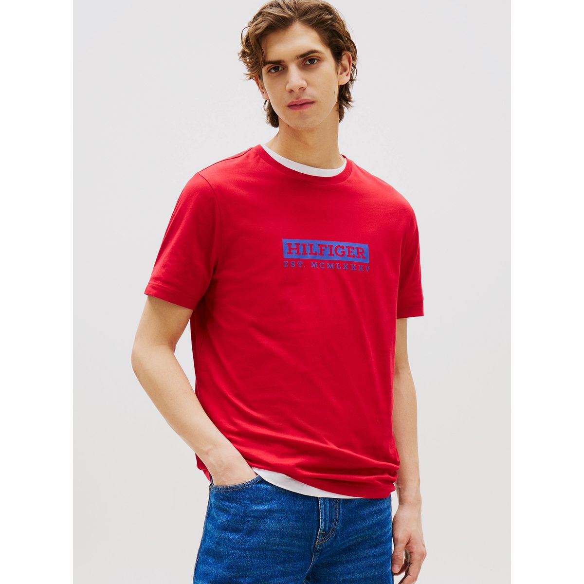 TOMMY HILFIGER - Polera Colour To Colour Logo Rojo Tommy Hilfiger