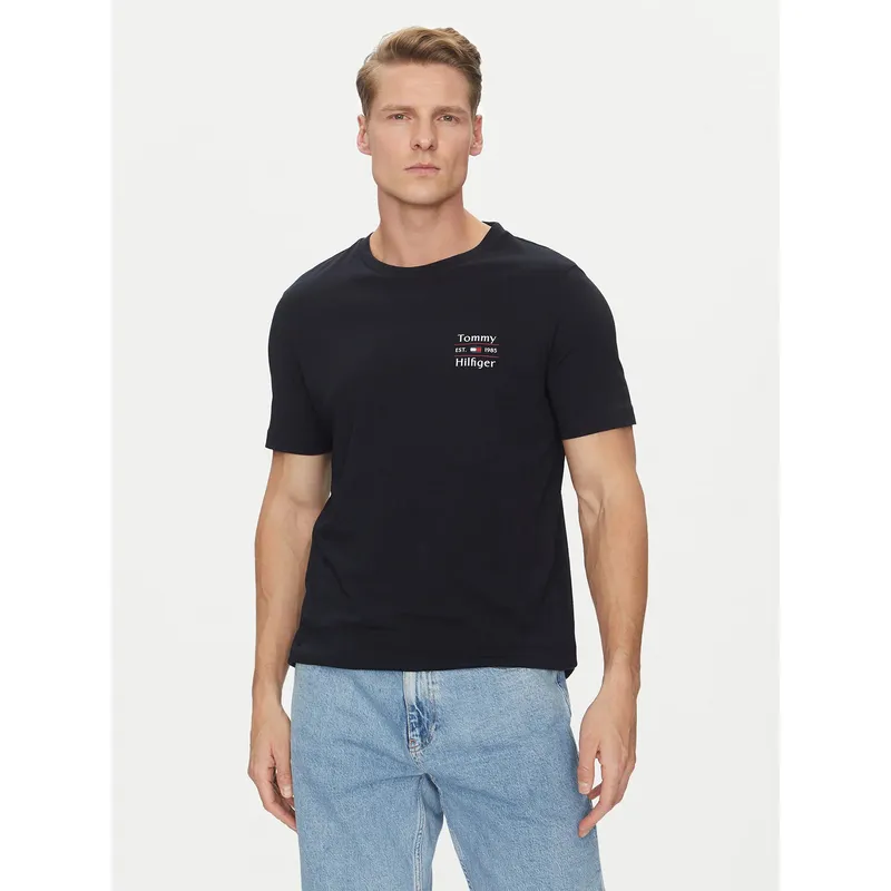 TOMMY HILFIGER - Polera Stack Con Logo Regular Fit Azul Tommy Hilfiger