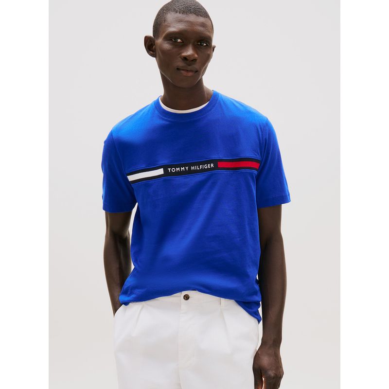 TOMMY HILFIGER - Polera Chest Insert Logo Azul Tommy Hilfiger