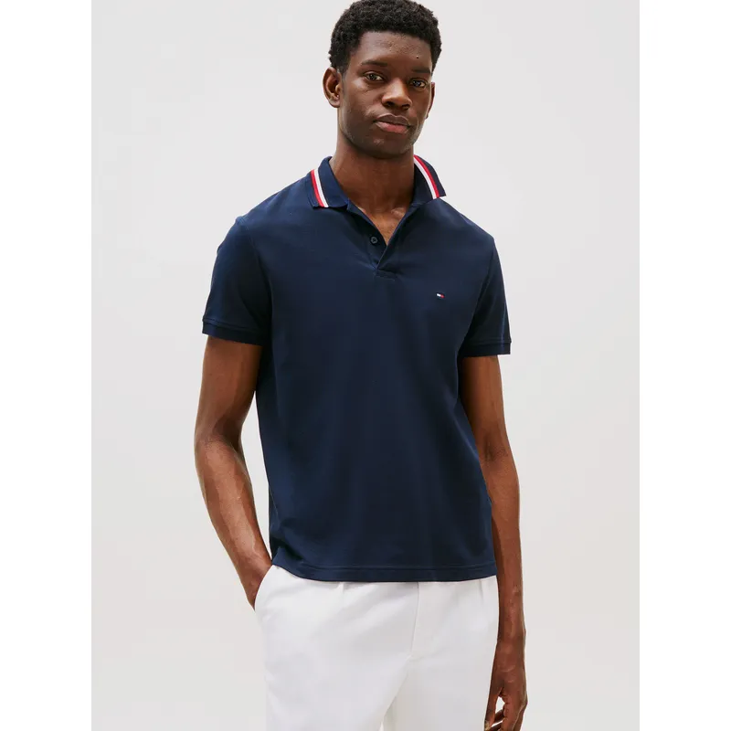 TOMMY HILFIGER - Polo Signature Collar Regular Fit Azul Tommy Hilfiger