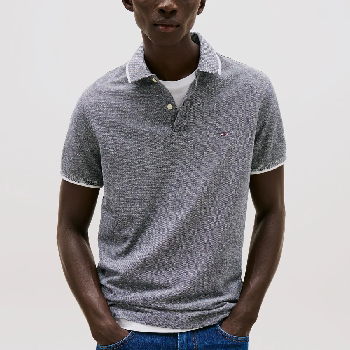 TOMMY HILFIGER - Polo Regular Fit Con Logo Azul Tommy Hilfiger