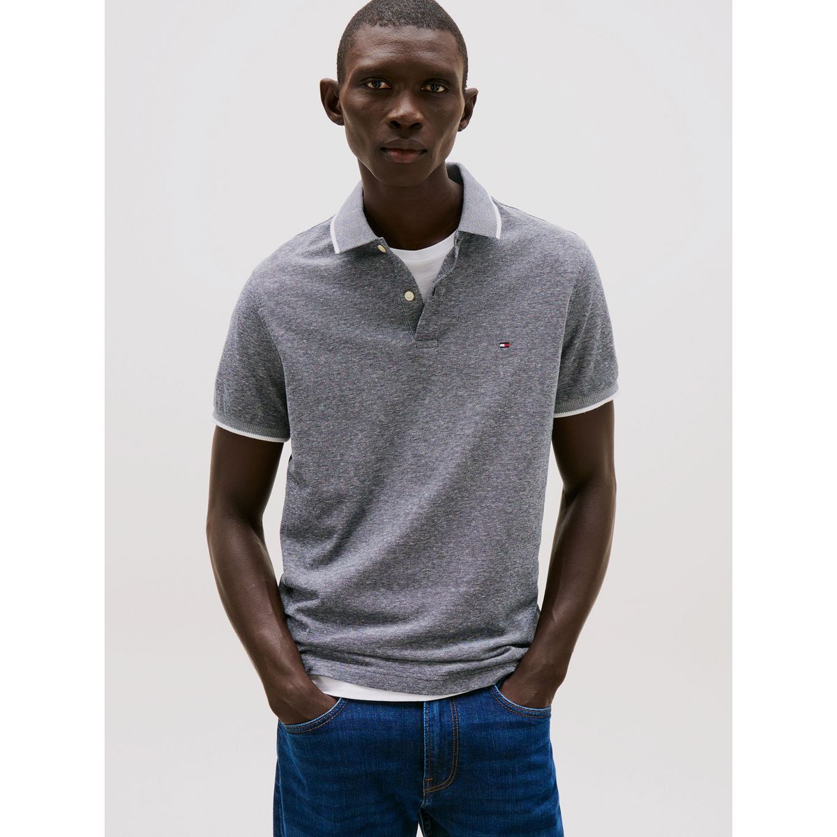 TOMMY HILFIGER - Polo Regular Fit Con Logo Azul Tommy Hilfiger