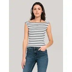 TOMMY HILFIGER - Polera Slim Fit Cuello Bote Blanco Tommy Jeans