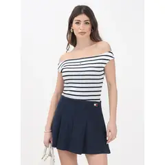 TOMMY HILFIGER - Polera Slim Fit Cuello Bote Blanco Tommy Jeans
