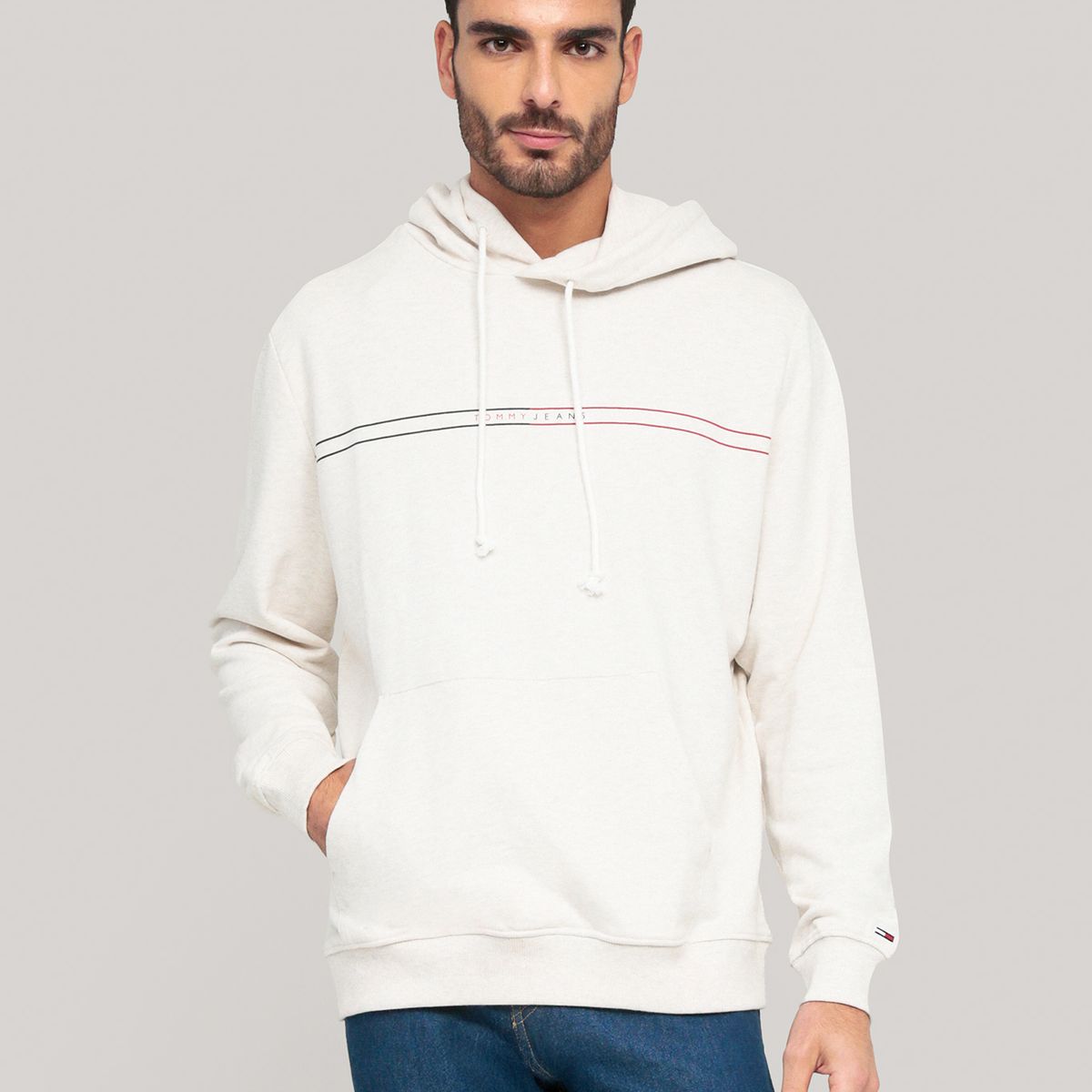 TOMMY HILFIGER - Polerón Hoodie Entry Graphic Logo Blanco Tommy Jeans