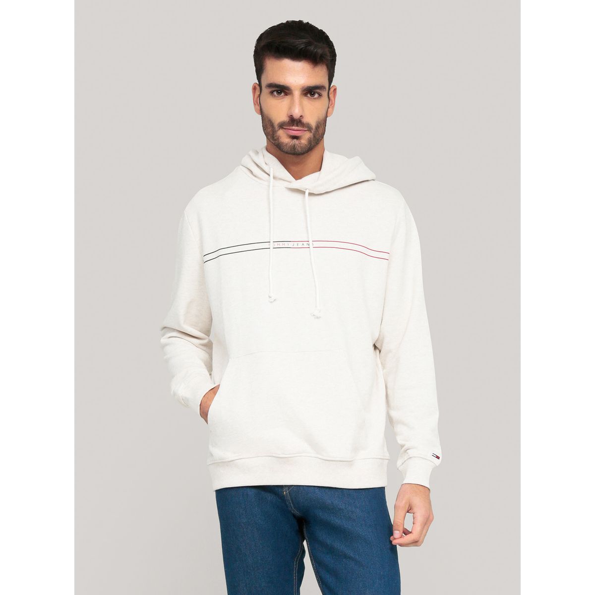 TOMMY HILFIGER - Polerón Hoodie Entry Graphic Logo Blanco Tommy Jeans
