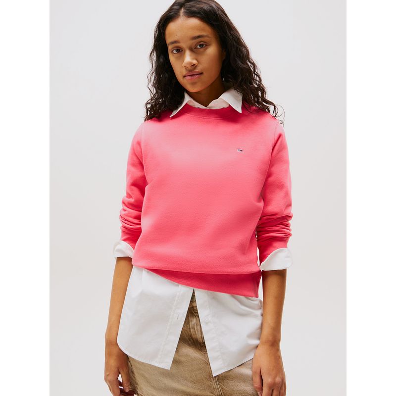 TOMMY HILFIGER - Polerón Flag Logo Con Parche Rosado Tommy Jeans