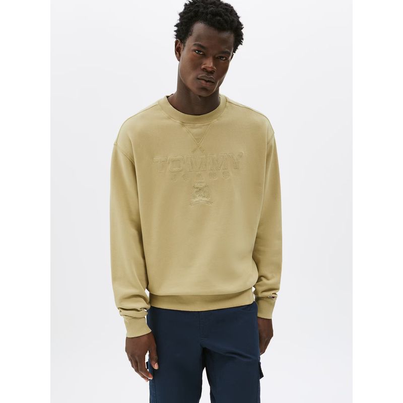 TOMMY HILFIGER - Polerón Varsity Tonal Logo Relaxed Beige Tommy Jeans