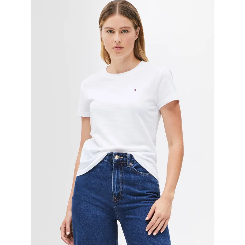 TOMMY HILFIGER - Polera De Corte Regular Con Logo Blanco Tommy Hilfiger