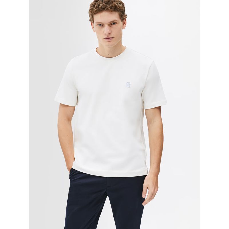 TOMMY HILFIGER Polera Monogram Logo Blanco Tommy Hilfiger