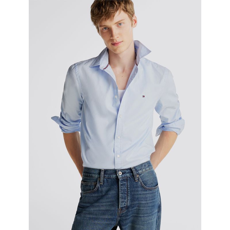 TOMMY HILFIGER - Camisa Flex De Corte Slim Fit Celeste Tommy Hilfiger